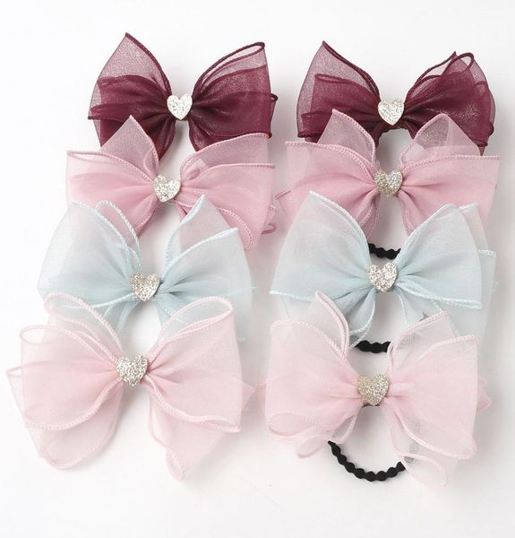 Crianças garotas de amor brilhante Mesh Mesh Cabelo de cabelo Cadeiras de cabelo Baby Lace Bowknot Barrettes Hairpins Bandas de cabelo Acessórios para cabelos 4363050