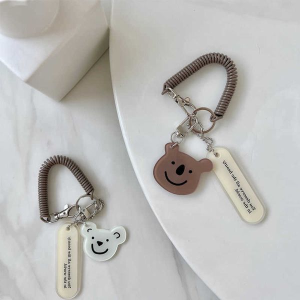 Chaços de teclado coreano Instagram Teddy Bear Keychain Backpack Ornament Girl Heart Headphone Protetive Pingente Anti -perda Cadeia de primavera Q240403