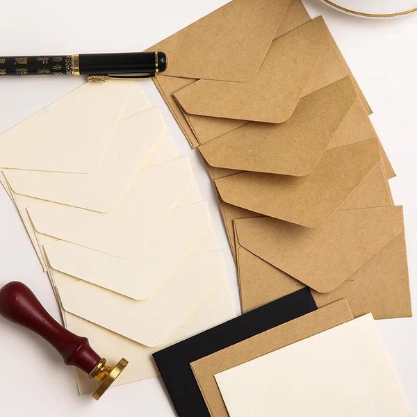 Hediye sargısı 10/20/40/80pcs zarf boş mini kağıt pencere zarfları mektuplar için düğün davetiyesi