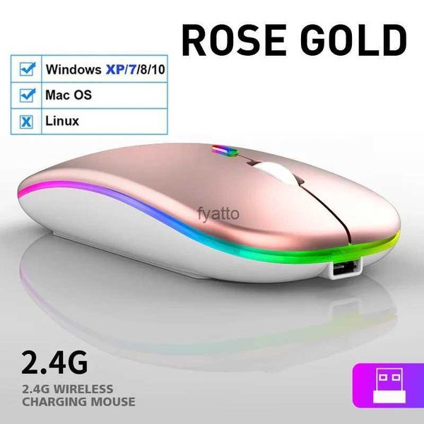 Ratos recarregáveis de mouse sem fio Bluetooth com 2,4 GHz USB RGB 1600DPI Adequado para laptops Tablets PCs MacBook Gaming REDING CONSTICOS H240407