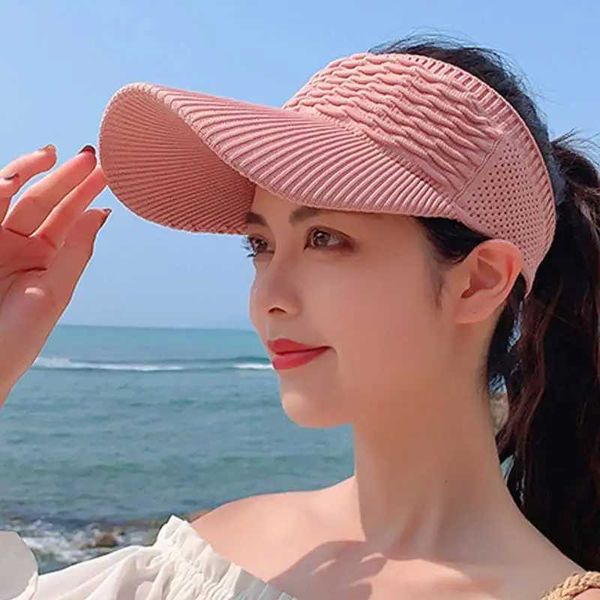 Широкие шляпы Brim Bucket Fashionable Folding Design Womens Open Top Hat Summer Color Solid Summ Sun Защита от наружной эластичная ткань спорт Q240403