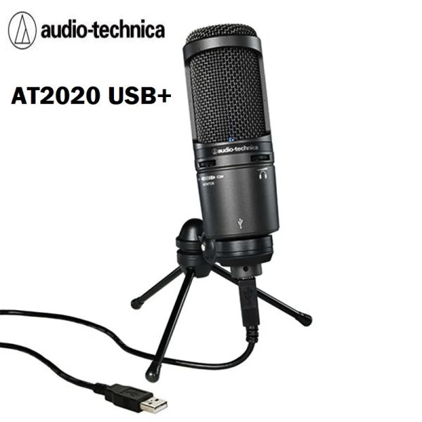 Microfones Original Audio Technica AT2020USB+ Conjunto de microfones de condensador gravação profissional Microfone USB Live Singing Mobile Phone Mic.