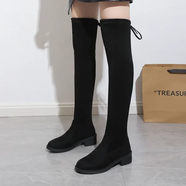Boots Women Over the Knee Stretch 2024 Autumn Fashion Platform Boot Boot Ladies Sock Sapatos Mulher Local Quadrado Local