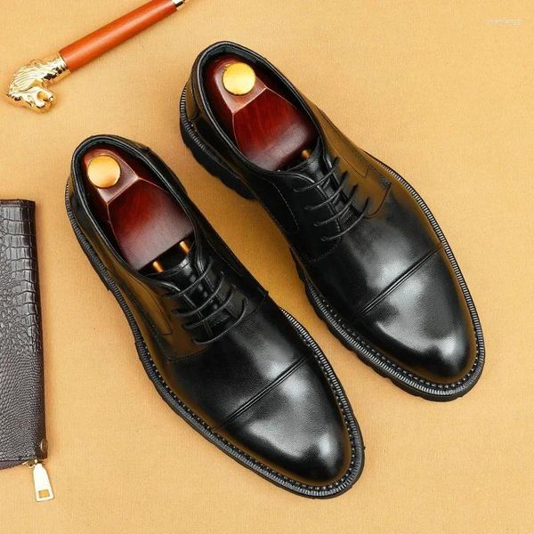 Kleiderschuhe Klassische Herren formelle Oxfords Luxus echtes Leder 2024 Herbst Britisch -Stil handgefertigte elegante Hochzeitssoziale Mann