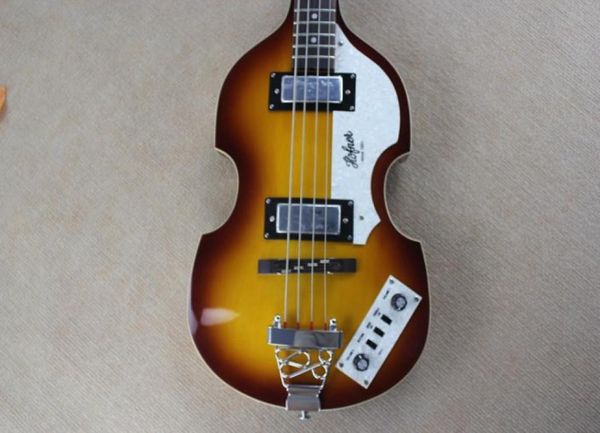 McCartney Hofner H5001CT Современная скрипка Deluxe Bass Vintage Sunburst Электрогитара Пламени Кленовая верхняя часть 2 511B СПАКЛ P4728088