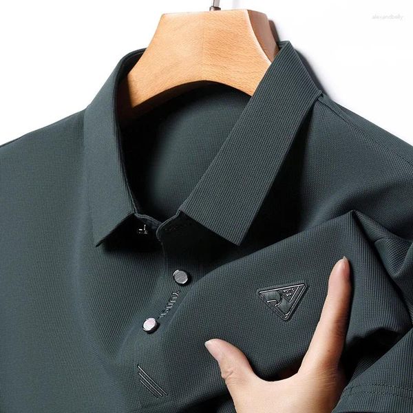 Magliette da uomo boutique in boutique urbano colore solido solido versatile polo estivo sciolto manica corta