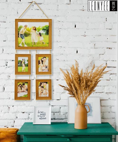 Frame Retrato da família, corda de cânhamo múltipla, moldura, álbum de fotos, pendurado na sala de estar, varanda, sala de bebê