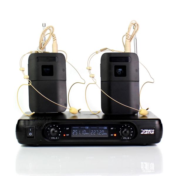 Microfoni Professional VHF Microfono wireless a cuffia microfono microfono 2 canali lcd ricevitore lcd blx1 blxpack trasmettitore karaoke system