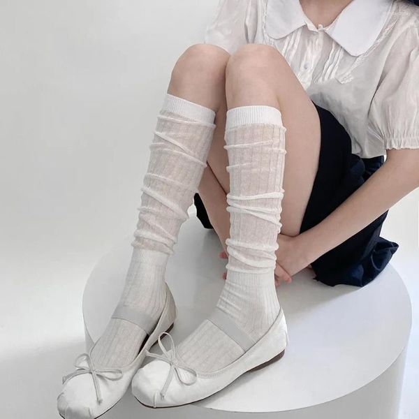 Frauen Socken jk japanische Stilstrümpfe dünne atmungsaktive Oberschenkel High School Girls Sommer Festfarbe Knie