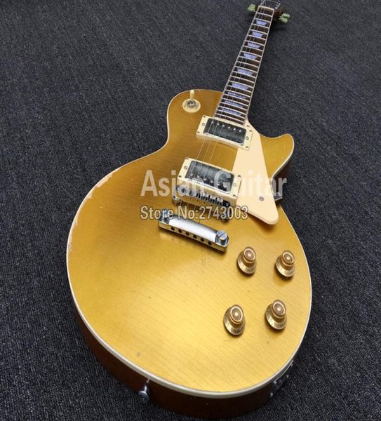 Custom Shop 1959 Alter Goldtop Relic Gold Top E -Gitarre Little Pin Ton Pro Bridge Knochen Nuss Humbucker Pickups9235538