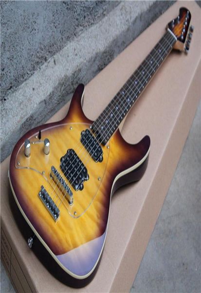 Musicman Steve Morse Y2D Mor Gün batımı Violet Elecal Gitar Figürlü Akçaağaç Top2092603