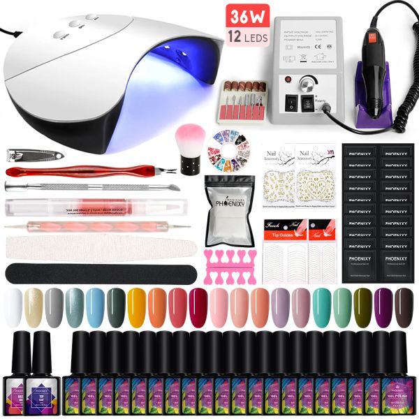 Puns Set manicure set da 36W LAMPAGGIO LED LAMPAGGIO USPOGLIO DELLA LAMPAGGIO SET con vernice gel lampada UV 20 pezzi Kit set di manicure ibrido professionale professionale