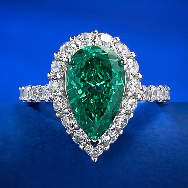 Aşıklar Emerald Diamond Ring% 100 Gerçek 925 STERLING Silver Party Aly Band, Kadınlar İçin Gelin Nişan Takı Hediyesi