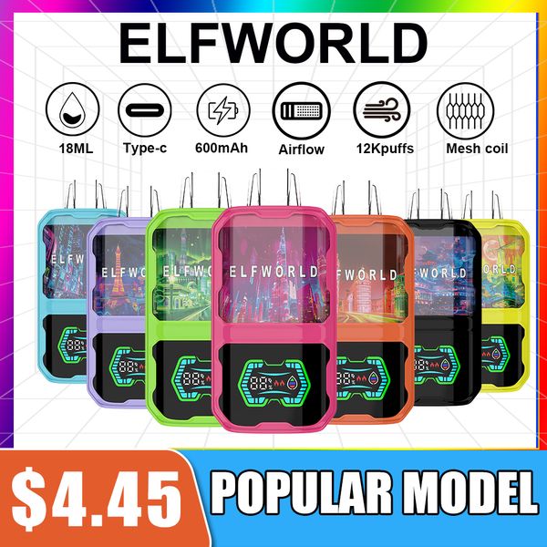 ELFWorld 22000 Puff Original Einweg -Vape Vape Stift 5% Level 26ml Vorgefüllt 650 mAh wiederaufladbare Batterie 10 Geschmack 22K Puffs Vapes Kit