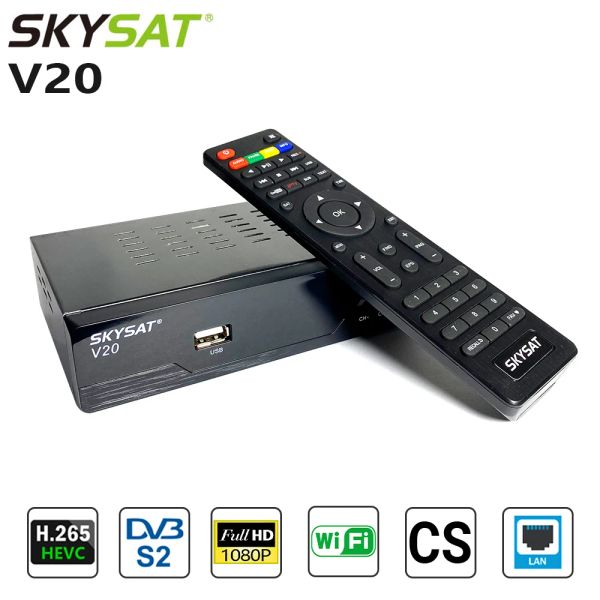 Спутниковый приемник коробки Skysat V20 H.265 HEVC DVB S2 TV Box HD с рецептором спутникового телевидения RJ45 LAN RJ45