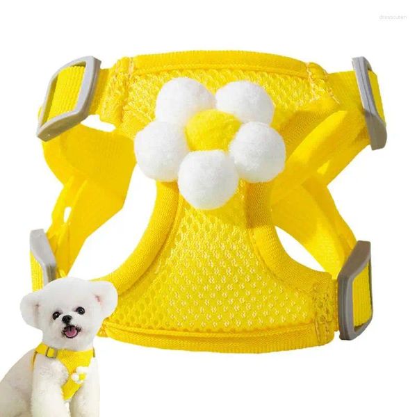 Abbigliamento per cani senza prelievo di trazione giallo regolabile giubbotto a d-anello a d-ring gatto imbracature a maglie morbide