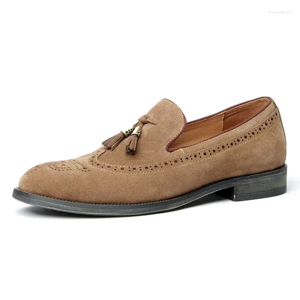 Sapatos casuais brogue masculino, panos de designer de borla, homens de designer