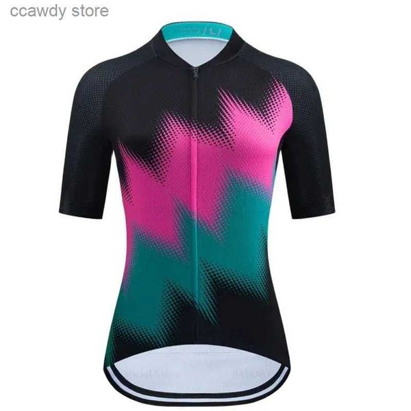 Camisetas masculinas camisa curta seve Jersey Set Padrão feminino Roupa de bicicleta de estrada respirável Bicicleta Verão Retro H240407