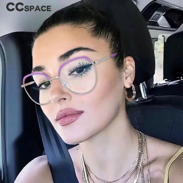 Солнцезащитные очки рамы 56485 Ladie's Ladie's Luxury Metal Metal Rame Brow Crame Optical Glasses Womenanti Blue Cat Eye Spectacle