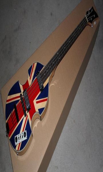 McCartney Hof H5001CT Contemporâneo Violino Deluxe Bass Inglaterra Bandeira da guitarra elétrica Maple Top Back 2 511b Staple Pickups5270475