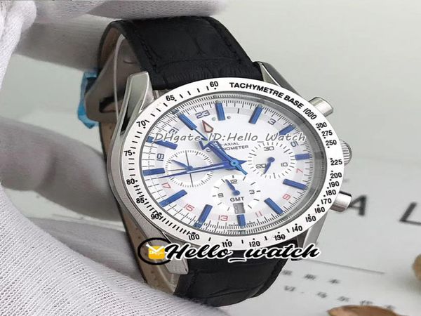 Oferta especial Relógios 32112425002001 Cronógrafo de quartzo Mens Watche White Dial Blue Stick Markers StopWatch Stone Aço Case Leathe2860540