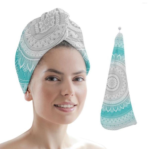 Toalha Hippie Mandala Art Design Bohemian Women Hair Hair Hat Chuvent