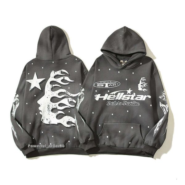 Hellstar Hoodie Erkekler Köpekbalığı Grafik Tee Tepe Mektubu Baskı Hellstar Uzun Kollu Jumper Pocket Erkek Giyim