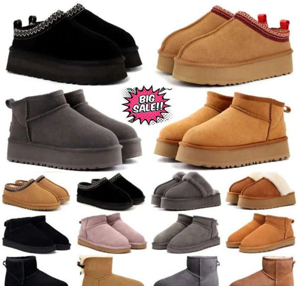 Austrália Botas de designer Mulher Uggsity Tasman Slippers Tazz Moon Pink Australie Taz Taz feminino Fluffy Fuzzy Boot Platform Slowers Sapatos de luxo 1005ess