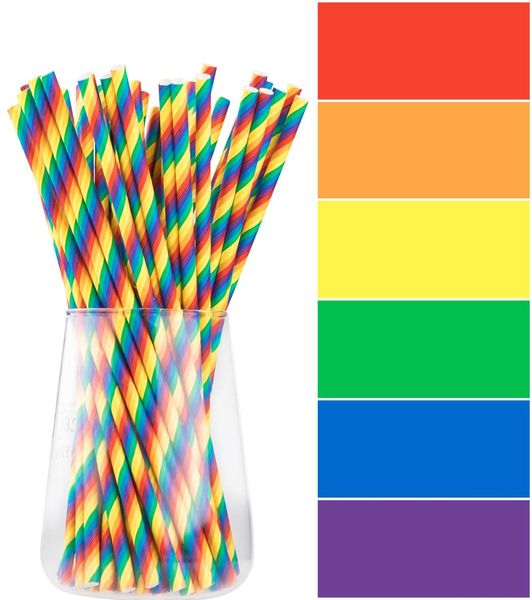 Cannucce di carta arcobaleno da 500 pezzi di carta biodegradabili per bere cannucce per succhi di frutta per le decorazioni per le decorazioni per il matrimonio gay72214198