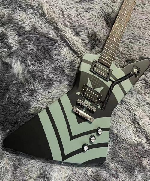 Corpo da tubo di chitarra elettrica di grande esplorazione personalizzata Jason Hook Sherman Guitar Finitura alternativa Nera con verde militare molto raro1406084