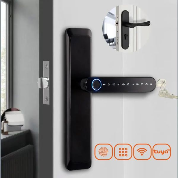 Bloquear Tuya Digital Electronic Lock Smart Biométrico Impressão Fields Locks Senha Praga de entrada sem chave Bloqueio de porta para casa O escritório em casa