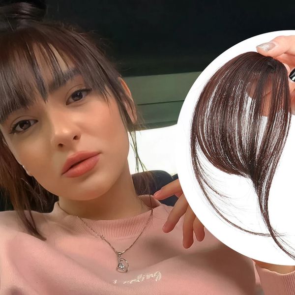 Cha cabelo da franja em franjas franjas com franja com feminino clipe na franja ar -chato chap branks para desgaste diariamente 240403