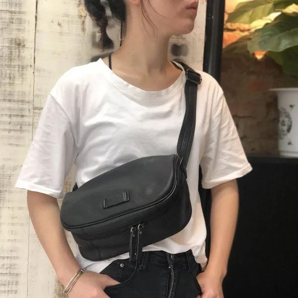 TOTES kadın moda yüksek kaliteli balmumu deri retro mini el çantası messenger çanta omuz çantası çapraz çanta göğüs bel