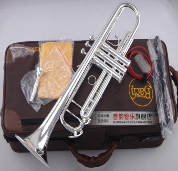 Professionelle Musikinstrumente LT180S90 BB Trompete Messing Silber verlegt exquisite handgeschnitzte B flache Trompete mit Mundstück1781588