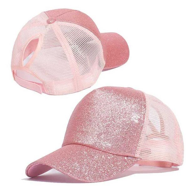 Ball Caps Moda Beyzbol Kapağı Kadın Ponytail Şapka Sapırları Parlak Dağınık Ekmek Hızlı Geri Sun Gorra Casual Q240403