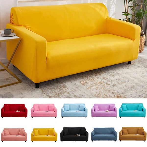 Tampa a cadeira elástica amarela Solid Color Armchair Capa sofá com tudo incluído 1 2 3 Proteção de 3 lugares extensível para casa