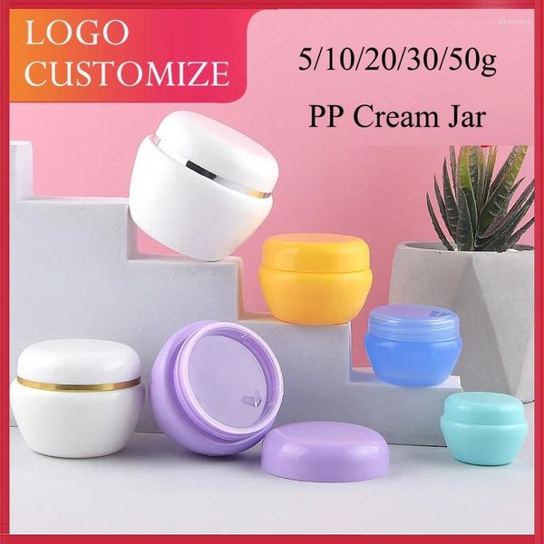 Garrafas de armazenamento 20/50/100pcs 5g mini jarro de plástico 10g Creme fofo Caso vazio 20/30/50g sérico para o olho Travel Dapup Pot Cosmetic Cosmetic