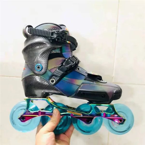 Schuhe glänzen Leuchten Kohlefaser 4 Räder FSK Inline Skates Schuhe mit hypergeschuht