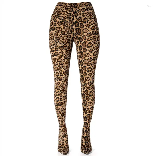 Stiefel Mkkhou Mode über den Knie Frauen sexy Leopard Stretchhose Jumpsuit High Heel Moderne