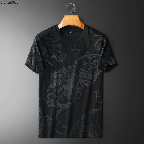 Summer Nuovo marca di moda Casual Slim Fit Neck Round Cock Shorte Shirt Shirt Grande Stampa di alta qualità U1ce U1ce