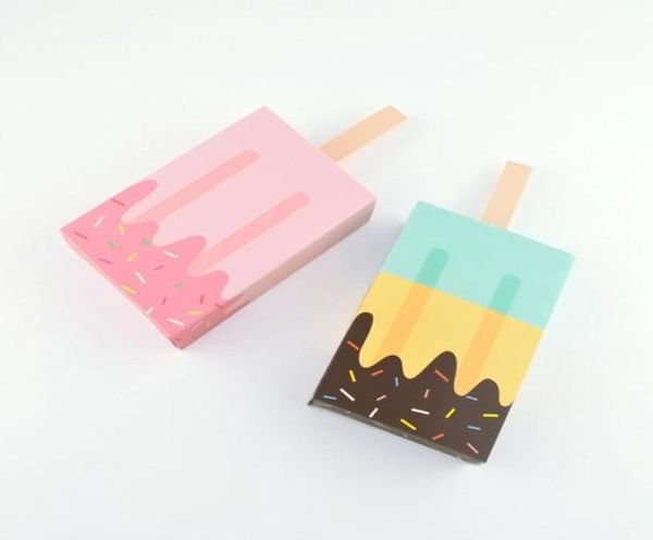 Scatole di caramelle da 100 pcslot scatole da regalo a forma di gelato palestry gocsicle feste bombardiere 2 colori rosa blu7347190