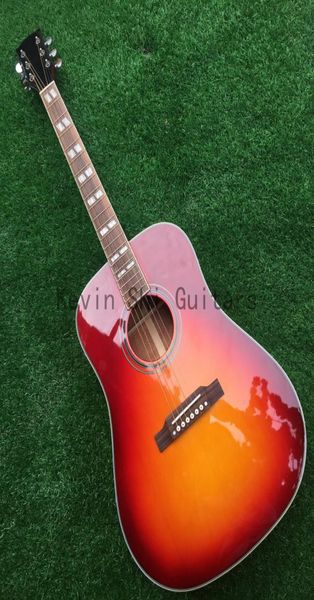 41 Zoll summming akustische Gitarre Kirsch Red Sunburst Finish Solid Top Hbird Folk Guitare Acoustique Rosewood Fretboard8786712