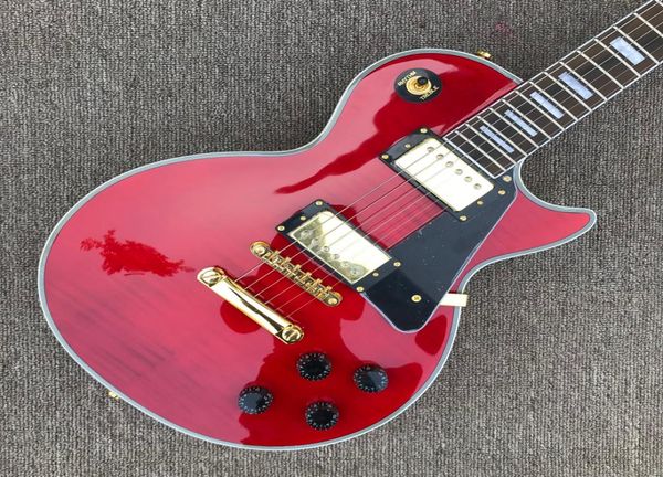 Benutzerdefinierte LP E -Gitarre Gold Hardware Rosenholz Fingerboard Red Flame Maple Top Solid Mahagony Body Guitar6154598