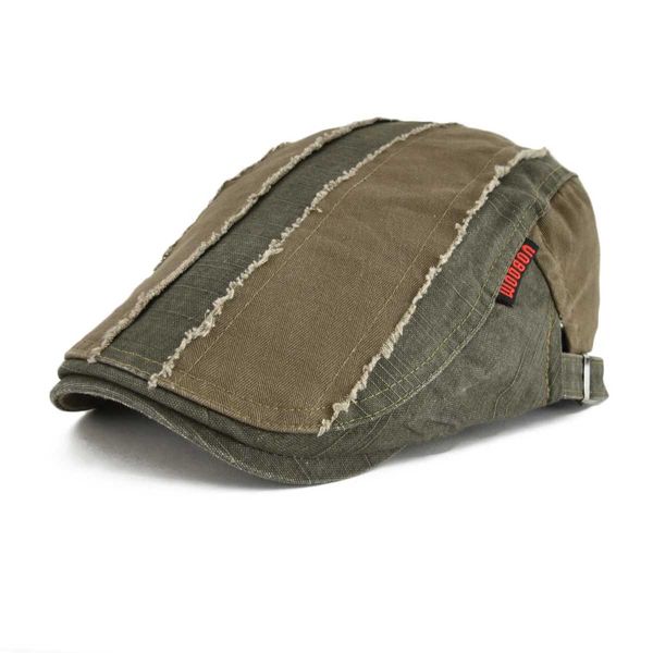 Стингские края шляпы voboom расстроенную хлопковую плоскую шапку Mens Golf Newsboy Caps Retro Baker Boy Hat мужчина Gatsby Driver Cabbies Beret Регулируемый Q240403