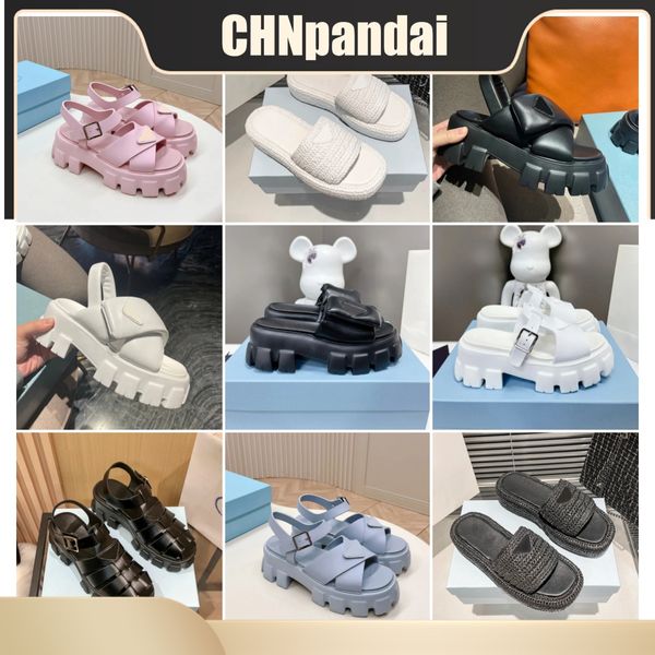 Kadın bayanlar sandaletler kapitone yaz tasarımcısı sandles ayakkabı platformu düzler düşük topuk kama elmas toka sandalet plaj ayakkabıları en iyi fiyatı en iyi fiyat lüks35-40