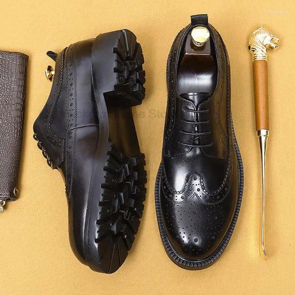 Kleiderschuhe Marke Oxfords echtes Leder rundes Kopf Herren handgefertigt klassische Hochzeitsfeier Luxus formelles Derby für Männer