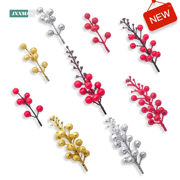 Flores decorativas de espuma de natal Berry Berry Artificial Flower Plástico Ramo Casamento Casamento Diy Planta decoração Decoração de festa Festive Supplies