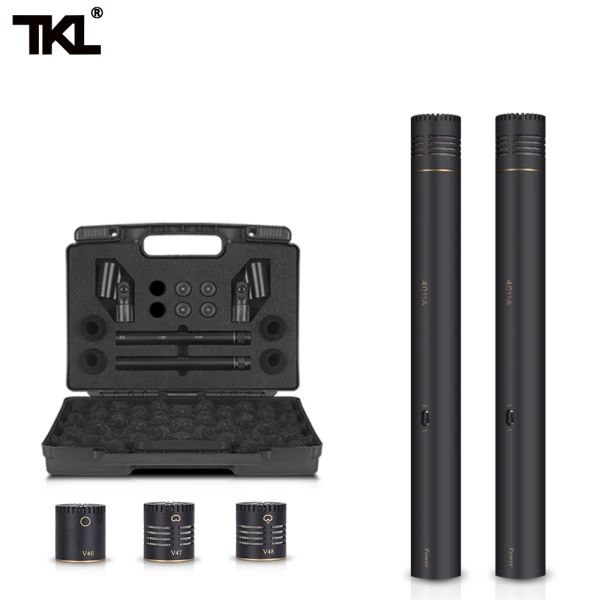 Microfones TKL 2PACK Lápis Stick Microfone Omni Cardioid Super Cardioid Capsules Clip de microfone e caixa portátil de transporte