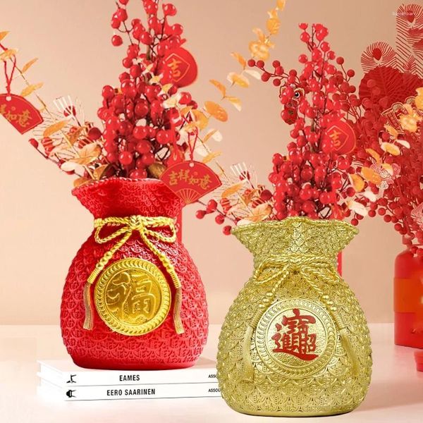 Vasen Chinesische Blumen Vase Pflanzer Topf Geldbeutel Form Glück Glücksdekorationen für Party Hochzeit Wohnzimmer Dekor Geschenk Schlafsaal Jahr