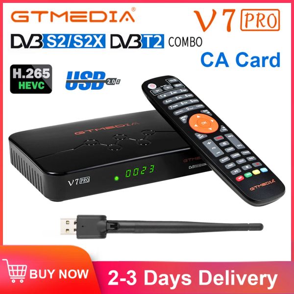 Ricevitore TV satellitare Box GTMEDIA V7 PRO H.265 DVB S2/T2 TV SUPPORTO USB WiFi TNTSAT SMART SET Top Box meglio di GT Media V7